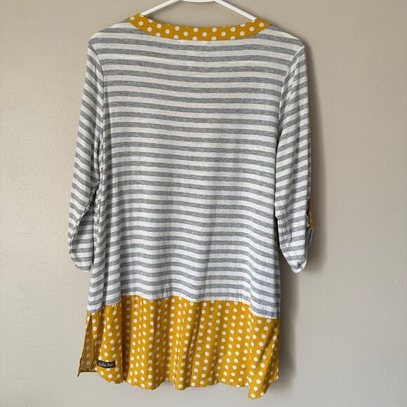 Matilda Jane Tunic Top Womens MEDIUM Mixed Print Lightweight Polka Dot Stripe - Picture 9 of 11